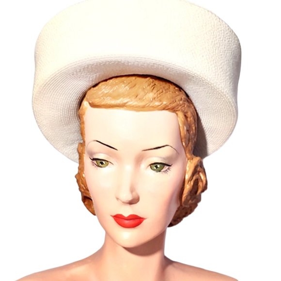 Dramatic 1960s Vintage Black & White Designer High End Straw Hat By Adolfo main image 6